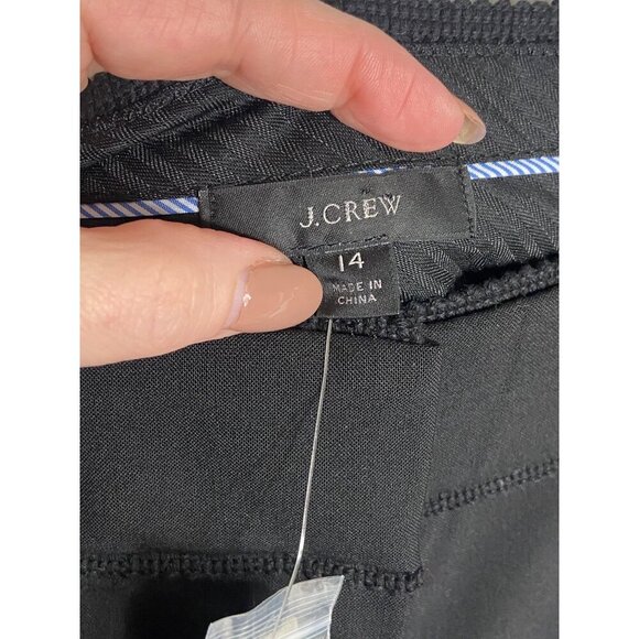 NWT J. Crew Crochet-Trimmed Pleated Black Trouser Pants-sz 14 - Picture 4 of 11